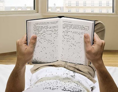 Falling words from book